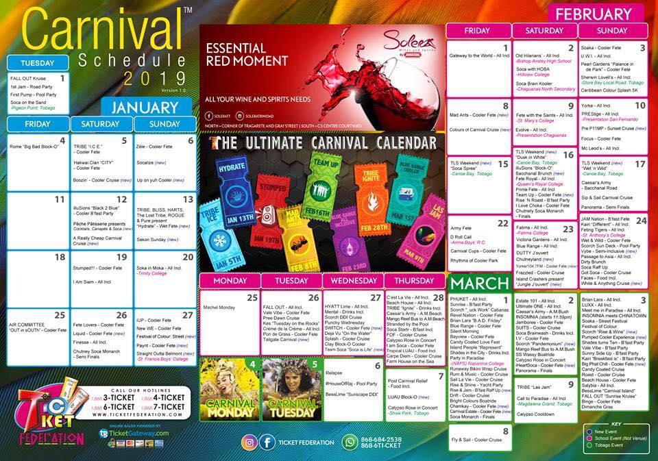 2019 Trinidad & Tobago's Full Fete Calendar