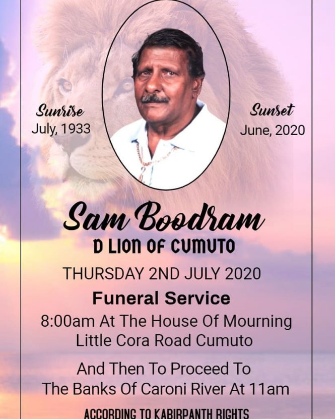 Sam Boodram Wake, Funeral & Cremation