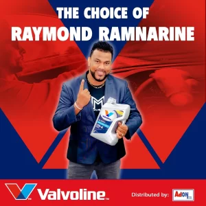 Valvoline Oil Distributed by Adon TT the Choice of Raymond Ramnarine